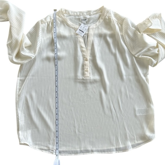 NEW J. CREW Factory Shadow-striped long-sleeve popover placket blouse Size XL - Picture 5 of 6